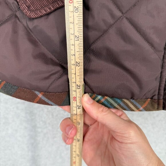 Cabi Womens Puffer Quilted Vest Size M Brown Plaid Corduroy Equestrian Style 694 - Picture 10 of 11